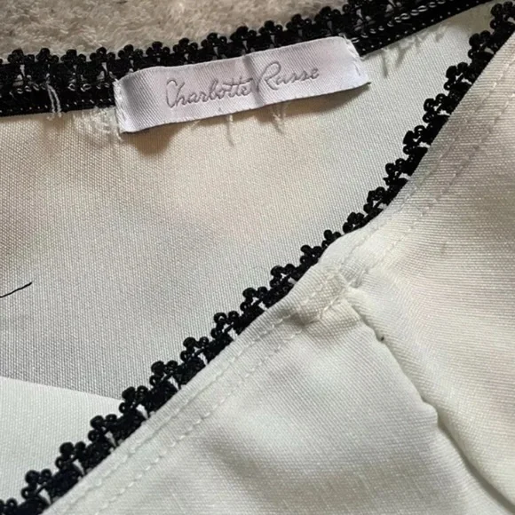 Vintage y2k Charlotte Russe Mini Dress SMALL Strapless Rayon Lace Trim Cocktail - Picture 2 of 7
